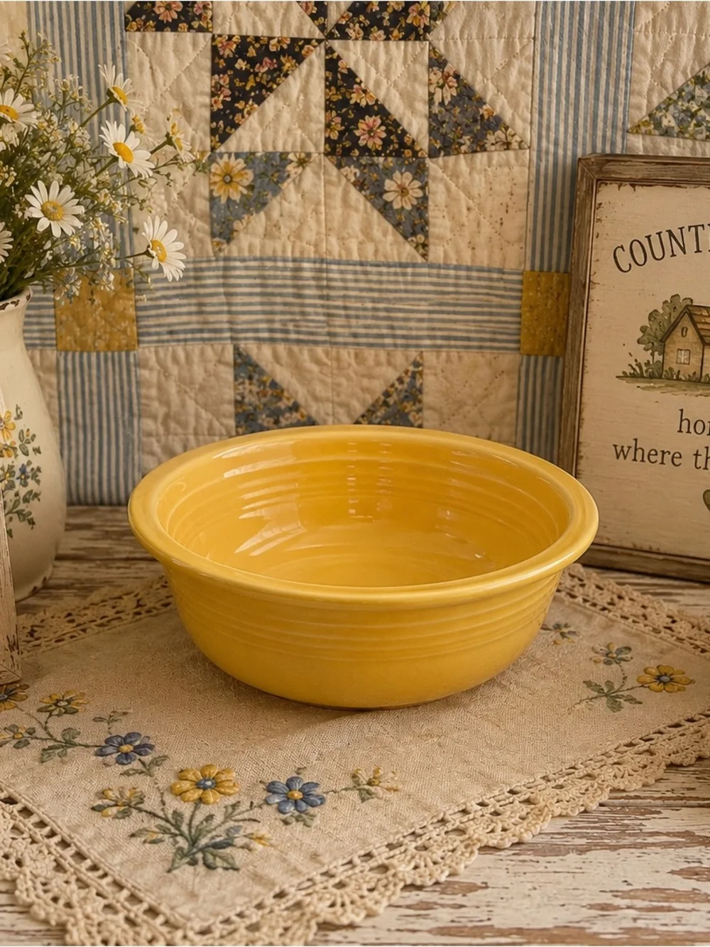 Vintage Fiestaware Yellow Serving Bowl